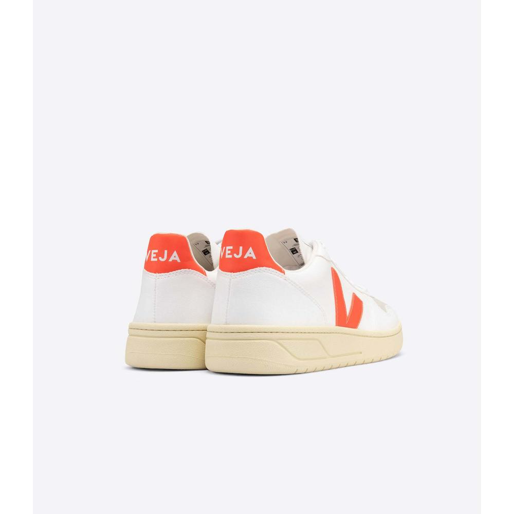 Veja V-10 CWL Women's Shoes White/Orange | CA 575PJJ